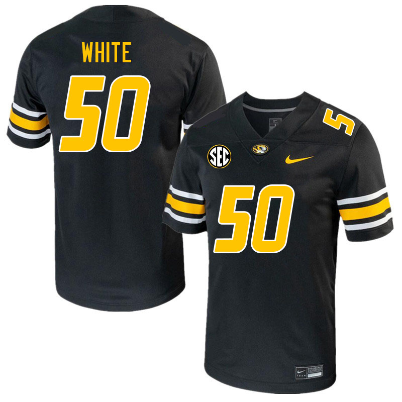 Men-Youth #50 Hyrin White Missouri Tigers College 2023 Football Stitched Jerseys Sale-Black